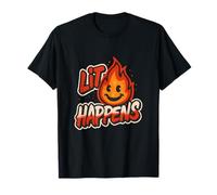 Lit Happens Graffiti Fiamma Party Design Urban Style Maglietta