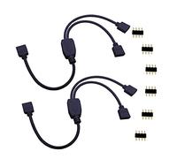 LitaElek 2pcs Cavo Splitter LED 4 Pin 1 a 2 Cavo Divisore Striscia LED Distribuzione 1 to 2 Y Splitter Nastro LED Connettore Angolare Connector Prolunga per SMD 5050 3528 2835 RGB LED Strip, Nero