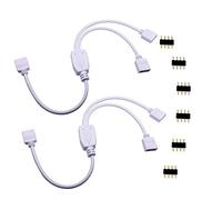 LitaElek 2pcs Cavo Splitter LED 4 Pin 1 a 2 Cavo Divisore Striscia LED Distribuzione 1 to 2 Y Splitter Nastro LED Connettore Angolare Connector Prolunga per SMD 5050 3528 2835 RGB LED Strip, Bianco