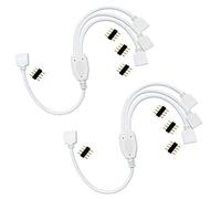 LitaElek 2pcs Cavo Splitter LED 4 Pin 1 a 3 Cavo Divisore Striscia LED Distribuzione 1 to 3 Y Splitter Nastro LED Connettore Angolare Connector Prolunga per SMD 5050 3528 2835 RGB LED Strip, Bianco