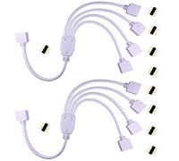 LitaElek 2pcs Cavo Splitter LED 4 Pin 1 a 4 Cavo Divisore Striscia LED Distribuzione 1 to 4 Y Splitter Nastro LED Connettore Angolare Connector Prolunga per SMD 5050 3528 2835 RGB LED Strip, Bianco