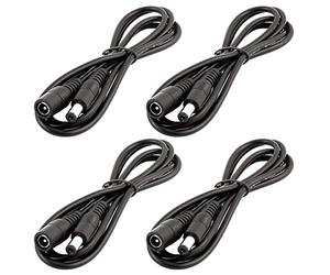 LitaElek 4pcs 1m Cavo di prolunga DC 12V 5,5mm x 2,1mm Spina Presa DC 0-36V Cavo Estensione Maschio a Femmina per Striscia LED, Monitor dell'automobile, Telecamera CCTV, etc., Nero
