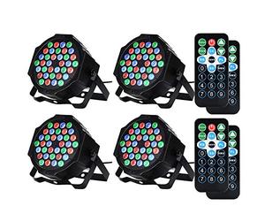 Litake Faretto LED Par RGB, 36 LED, 4 pezzi, luce da discoteca, telecomando DMX, attivato per Stage DJ, feste, spettacoli, bar, Halloween, Natale