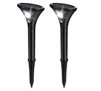 Litake Lampada Solare Giardino, 2 Pezzi Luce Solare Percorso Esterno 2 Modalità con Sensore di Movimento IP65 Impermeabile Bianco Freddo per Patio, Cortile, Vialett