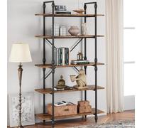 Litake Libreria - Scaffale in legno a 5 piani con colonna romana, industriale, salotti, camera da letto, ufficio