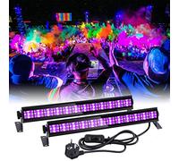 Litake Luce nera UV, 2 pezzi, 36 W, 12 LED, 390 - 400 nm, classe UVA, lunghezza d'onda LED Black Lights con cavo di alimentazione da 1,5 m, per Halloween, pittura del corpo, palcoscenici e feste