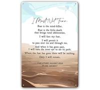 Litania contro la paura di Frank Herbert Citazione Poster in metallo Dipinti da cucina Man Cave Bar Segnali per soggiorno Decorazione moderna Arte per la casa Decorazioni natalizie 8x12 pollici