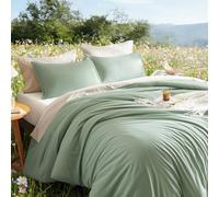 Litanika Sage Comforter, Set di biancheria da letto California king size, 3 pezzi, in stile bohémien, leggero, tinta unita, per tutte le stagioni, soffice set di biancheria da letto (260 x 236 cm,