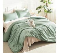 Litanika Sage Comforter, Set di biancheria da letto California king size, 3 pezzi, in stile bohémien, leggero, tinta unita, per tutte le stagioni, soffice set di biancheria da letto (260 x 236 cm,