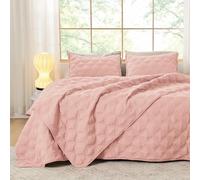 Litanika Set di biancheria da letto trapunta king size oversize, 305x305 cm, super king size, piumone rosa cipria, copriletti leggeri, coperta da letto boho decorativa per tutte le stagioni, 3 pezzi