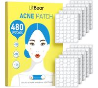 LitBear Toppe per acne in confezione grande, 480 pezzi, 3 misure, idrocolloide, acne per il viso, per coprire brufoli, imperfezioni della pelle e acne, adatte per tutti i tipi di pelle