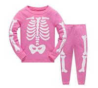 LitBud Bambino Piccolo Ragazze Scheletro Pigiama Biancheria da Notte Pigiami Due Pezzi Maniche Lunghe di Superiore + Pantaloni Indumenti da Notte per Bambini Taglia 3-4 Anni 4T