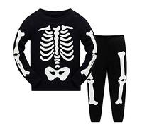 LitBud Ragazzi più Grandi Pigiami per Bambini Bambino Scheletro Pigiama Due Pezzi da Notte Biancheria da Notte Manica Lunga Pjs Set Taglia 7-8 Anni 8T