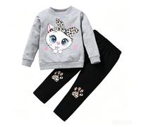 LitBud Set di vestiti per ragazze, abbigliamento per bambini per bambini a maniche lunghe + leggings 2 pezzi in cotone casual Loungewear Suit autunno primavera età 1-8 anni