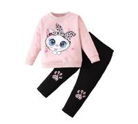 LitBud Set di vestiti per ragazze, abbigliamento per bambini per bambini a maniche lunghe + leggings 2 pezzi in cotone casual Loungewear Suit autunno primavera età 1-8 anni
