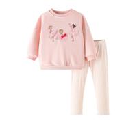 LitBud Set di vestiti per ragazze, abbigliamento per bambini per bambini a maniche lunghe + leggings 2 pezzi in cotone casual Loungewear Suit autunno primavera età 1-8 anni