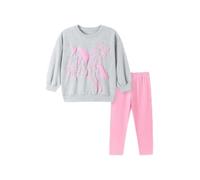LitBud Set di vestiti per ragazze, abbigliamento per bambini per bambini a maniche lunghe + leggings 2 pezzi in cotone casual Loungewear Suit autunno primavera età 1-8 anni