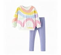 LitBud Set di vestiti per ragazze, abbigliamento per bambini per bambini a maniche lunghe + leggings 2 pezzi in cotone casual Loungewear Suit autunno primavera età 1-8 anni