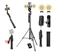 Litchitech Kit vlogging per iPhone Android Phone Gopro fotocamera, 70,9 ″ Auto Face Tracking Tipod, 360 Rotabile Selfie Stick Treppiede Controllo Gesti Content Creator Yutube Starter w/Remote/Mic/Luce