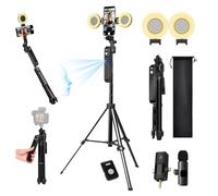 Litchitech Kit vlogging per iPhone Android Phone Gopro fotocamera, 70,9 ″ Auto Face Tracking Tipod, 360 Rotabile Selfie Stick Treppiede Controllo Gesti Content Creator Yutube Starter w/Remote/Mic/Luce