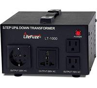 LiteFuze Convertitore di tensione serie LT 1000 Watt Step Up/Down - Convertitore di potenza da 110 V a 220 V/220 V a 110 V, cavo completamente messo a terra, presa universale, certificato CE [5 anni di garanzia]