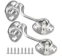 Litensh 2 ganci per cabina e chiusura a occhiello per armadietto, serratura a gancio per porta del fienile, gancio per porta e chiavistello, gancio girevole per finestra per porta scorrevole, 3 inch