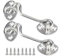 Litensh 2 ganci per cabina e chiusura a occhiello per armadietto, serratura a gancio per porta del fienile, gancio per porta e chiavistello, gancio girevole per finestra per porta scorrevole 4 inch