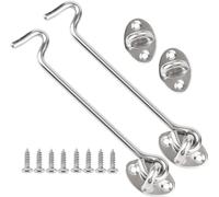 Litensh 2 ganci per cabina e chiusura a occhiello per armadietto, serratura a gancio per porta del fienile, gancio per porta e chiavistello, gancio girevole per finestra per porta scorrevole 8 inch