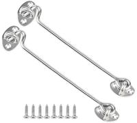 Litensh 2 ganci per cabina e chiusura a occhiello per armadietto, serratura a gancio per porta del fienile, gancio per porta e chiavistello, gancio girevole per finestra per porta scorrevole, 10 inch