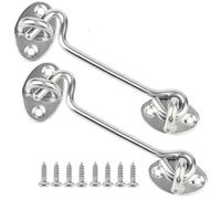 Litensh 2 ganci per cabina e chiusura a occhiello per armadietto, serratura a gancio per porta del fienile, gancio per porta e chiavistello, gancio girevole per finestra per porta scorrevole 6 inch