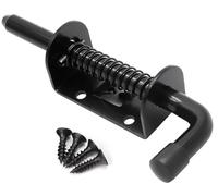 Litensh 2 perni di chiusura a molla da 12,7 cm, in acciaio inossidabile 304, chiavistello scorrevole per porte per fienili, garage, capannoni, rimorchi, ferramenta, 128 mm, nero