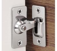 Litensh Chiusura per serratura a 90 gradi, chiusura a scatto in acciaio inox ad angolo retto per porta scorrevole, chiusura a bullone con fibbia piegante per porte scorrevoli e finestre argento，60mm