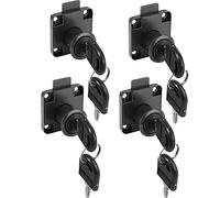 Litensh Serratura a camma da 22 mm, con chiave diversa, serratura per cassetta delle lettere, Serratura Cassetto Scrivania per mobili armadietti cassetti casa ufficio (Nero-4 Pacchetto)