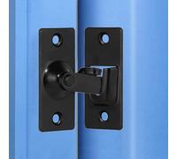 Litensh Serratura per porta scorrevole a 90 gradi, in acciaio inox, ad angolo retto, con fibbia pieghevole per porta scorrevole a spinta (nero)