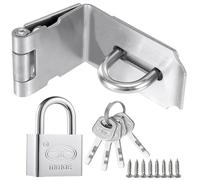 Litensh Serrature per porte ad angolo retto da 10,2 cm in acciaio inox a 90°, con lucchetto, chiusura di sicurezza Packlock, chiusura di sicurezza per cancello extra spesso, chiusura per capannone per