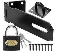 Litensh Serrature per porte in acciaio inossidabile con lucchetto, chiusura di sicurezza, chiusura di sicurezza, extra spessa, per cancello e capannone, per camera da letto, garage, finestra (nero, 10