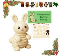 Literalous Diy Button Animal Ornaments, 3D Animal Button Christmas Decorations, Including Turtle Owl Rabbit Cow Raccoon Squirrel, Handmade Stacking DIY Decorations Kit(S) (Bunny)