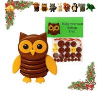 Literalous Diy Button Animal Ornaments, 3D Animal Button Christmas Decorations, Including Turtle Owl Rabbit Cow Raccoon Squirrel, Handmade Stacking DIY Decorations Kit(S) (Owl)