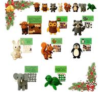 Literalous Diy Button Animal Ornaments, 3D Animal Button Christmas Decorations, Including Turtle Owl Rabbit Cow Raccoon Squirrel, Handmade Stacking DIY Decorations Kit(S) (8Pcs)