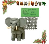 Literalous Diy Button Animal Ornaments, 3D Animal Button Christmas Decorations, Including Turtle Owl Rabbit Cow Raccoon Squirrel, Handmade Stacking DIY Decorations Kit(S) (Elephant)