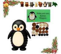 Literalous Diy Button Animal Ornaments, 3D Animal Button Christmas Decorations, Including Turtle Owl Rabbit Cow Raccoon Squirrel, Handmade Stacking DIY Decorations Kit(S) (Penguin)
