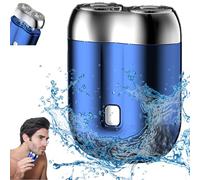 Literalous Shaver, 2025 New Upgrade Pocket Shaver USB Mini Shavers, Portable Rotary Dual Ring Electric Razor, Suitcase Design for Home, Car, Travel (Blue)