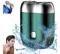 Literalous Shaver, 2025 New Upgrade Pocket Shaver USB Mini Shavers, Portable Rotary Dual Ring Electric Razor, Suitcase Design for Home, Car, Travel (Green)