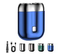 Literalous Shaver, 2025 New Upgrade Pocket Shaver USB Mini Shavers, Portable Rotary Dual Ring Electric Razor, Compact Shave for Home, Car, Travel (Blue)