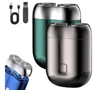 Literalous Shavers, 2025 New Upgrade Pocket Shaver USB Mini Shavers, Portable Dual Head Electric Design with USB Charging, Compact Shaver for Man Travel Home (Gray+Green)