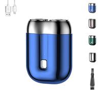 Literalous Shavers, 2025 New Upgrade Pocket Shaver USB Mini Shavers, Portable Rotary Dual Ring Electric Razor, USB Charging, for Travels Office Business Trips (Blue)