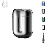 Literalous Shavers, 2025 New Upgrade Pocket Shaver USB Mini Shavers, Portable Rotary Dual Ring Electric Razor, USB Charging, for Travels Office Business Trips (Silver)