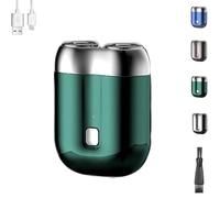 Literalous Shavers, 2025 New Upgrade Pocket Shaver USB Mini Shavers, Portable Rotary Dual Ring Electric Razor, USB Charging, for Travels Office Business Trips (Green)