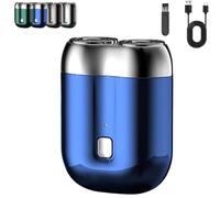 Literalous Shavers, 2025 New Upgrade Pocket Shaver USB Mini Shavers, Portable Rotary Dual Ring Electric Razor, New Model Mini Dual-Head Electric, for Travel Office Business Trip (Blue)