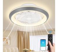 Litglobe Ventilatore da Soffitto con Luce 49cm,Ventilatore Soffitto Silenzioso Rotante a 360°,Plafoniera con Ventilator Telecomando e APP,3 Colori Dimmerabile 6 Velocità/Reversibile,Tempistica